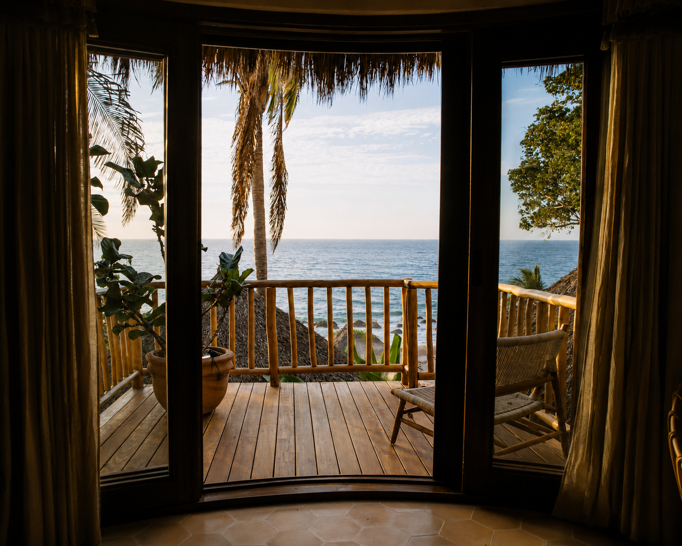 Bungalow terrace with ocean view at La Joya Sayulita